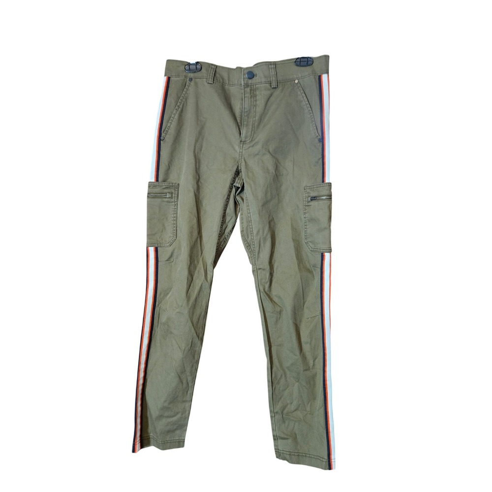 Athleta Summit Cargo Pants Olive Green Side Stripe Utility Tapered Size 4